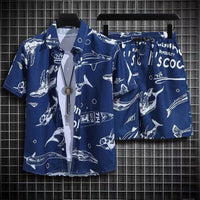 Fashion Ins Printed Shirt Beachwear Casual Shorts Suit