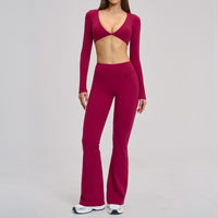 Sports Neck-Hanging Beautiful-Back Brushed Flared Yoga Set