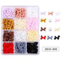 Ribbon Bow Tie Christmas Resin Bow Nail Ornament Mixed Set Box