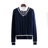 V-neck Pullover Long-sleeve Sweater For Men And Women