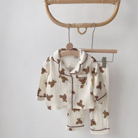 Children's Double Layer Gauze Long Sleeve Homewear Pajamas Set