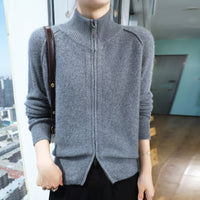 Seven-pin Thickened Double Zipper Half Turtleneck Knitted Cardigan Coat Sweater