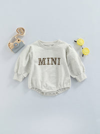 Baby Leopard Print Long Sleeve Mini Letter Romper