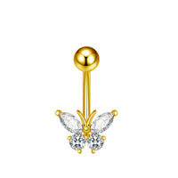 Personalized Zircon Butterfly Round Belly Button Ring