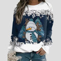 Fashion Christmas Snowman Round Neck Long Sleeve Women