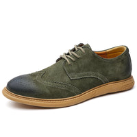 Business Formal Wear Genuine Leather Low Top Retro Lace Up Breathable Men's Shoes