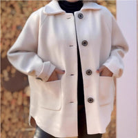Women's Woolen Coat Casual Loose Lapels Pocket Cardigan
