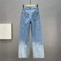 Rhinestone Denim Wide-leg Pants