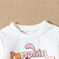 Long Sleeve Sweater Pumpkin Print Bell-bottom Pants Children's Suit