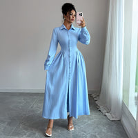 Sleek And Stylish Long-sleeve Button-down Womens Dress