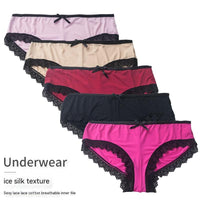 Lace Women's Ice Silk Underwear Design Sense Low Waist Plus Size Briefs