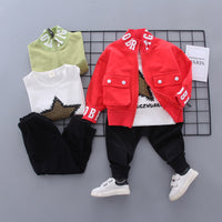 Boys Fashion Letter Printing Five-pointed Star Stand Collar Long Sleeve Coat