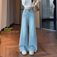 Light Blue Slimming High Waist Wide Legs Mop Pants Flared Pants
