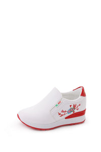 Inner raised platform shoes with round toe caps