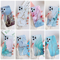 Four-corner anti-shattering gold marble mobile phone case