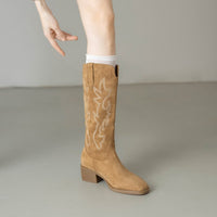 Womens Retro Embroidered Western Cowboy Boots