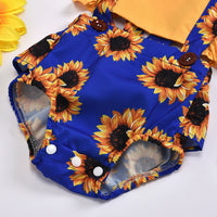 Ins New Girl Flying Sleeve SUNFLOWER Triangle Rompers Headband