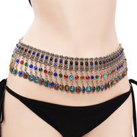Metal Inlaid Colorful Rhinestone Body Chain