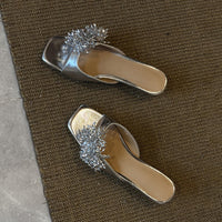 French-style Luxurious Shimmering Slippers With A Square Toe For A Sophisticated Vibe