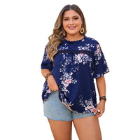 Printed Round-neck Loose Casual Design Sleeve Casual Women's Shirt