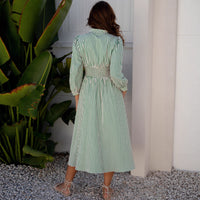 Womens Cable-Knit Loose-Fit High-Waisted Dress With Trim