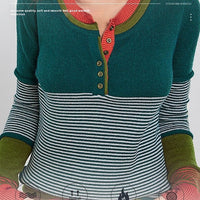 Autumn New Striped Color Matching Sweater Women's Casual Sweater