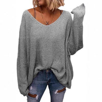 V-neck Loose-fitting Long-sleeve Sweater For Fall And Winter