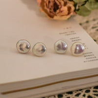 Big Baroque Long Building Block Ear Studs Sterling Silver Needle Natural