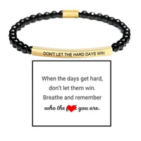 4mm Gold Bead Bracelet With Stainless Steel Curved Tube And Laser Engraving