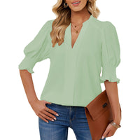 Shiying New V-neck Half Sleeve Shirt For Women