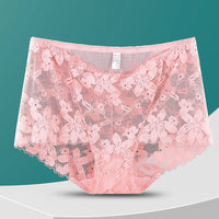 High Waist Hollow-out Lace Flower Underwear Belly Contracting Hip Lifting Cotton Bottom Fat