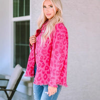 Leopard-Print Denim Fashion Button-Up Jacket For Women