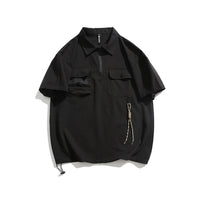 Fashion Personality Short Sleeve Men's Lapel T-shirt