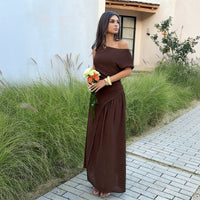 Elegant And Casual Off-shoulder Waist-cinching Dress