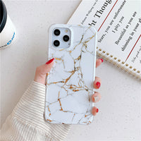 Four-corner anti-shattering gold marble mobile phone case