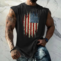 Vest American Shield Stripe Plain Pattern Men's Top