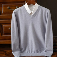 Knitted Sweater V-neck Men's Pullover Base Shirt