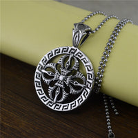 European And American Retro Personalized Hollow Cross Round Titanium Steel Pendant