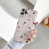 Simple solid color small love phone case plush soft shell