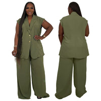 Women's V-Neck Sleeveless Fashionable Casual Two-Piece Set