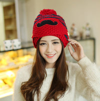 Plush warm beard mask, thick knitted hat
