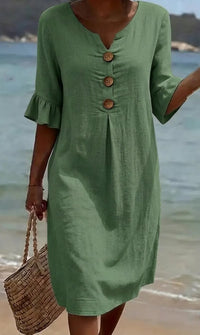 Summer Womens Solid Colored Cotton Dress