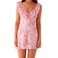 Retro Floral High-Waisted French-Style Dress For Women