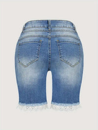 Chic Light Blue High-waisted Plus Size Denim Shorts With