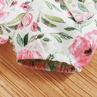 Cute Suit Baby Girl Flower Summer Printing Letter Cotton Three-piece Set