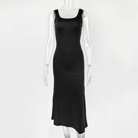 Slimming Square-Neck Elegant Sleeveless Tank Dress For Women