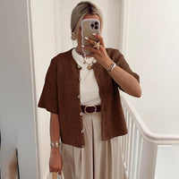Solid Color Half-open Collar Button Sweaters Women's Clothing Women's Casual Cardigan