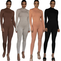 Women's OL Commuter Casual Tight Long Sleeve Jumpsuit