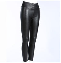 Plush Thick High Waist PU Slim Slim Leather Pants Slim Leggings