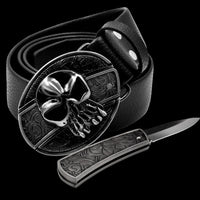Men's Leather Smooth Buckle Belt Knife